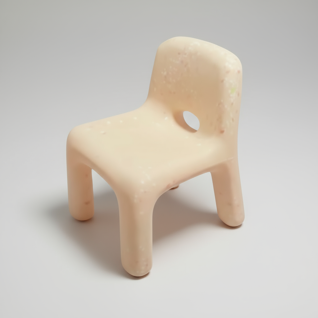 Beige children's chair on a white background