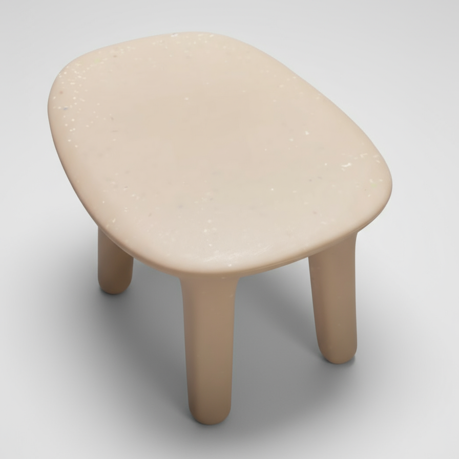 Beige children's confetti speckles table on a white background