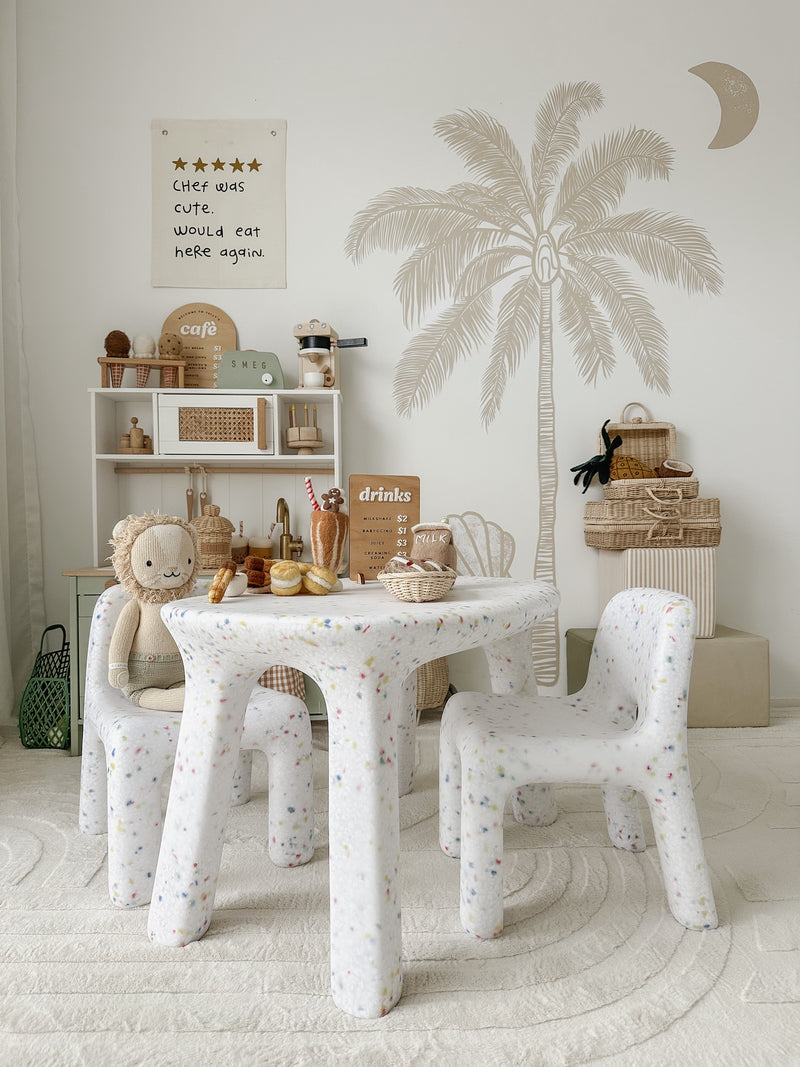 Confetti white kids table and chairs