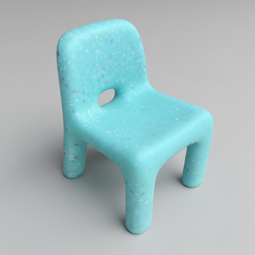 Turquoise children's chair on transparent background